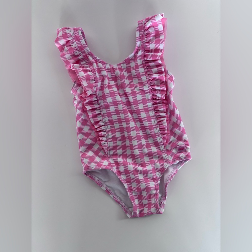Pink Gingham Ruffle Swimsuit